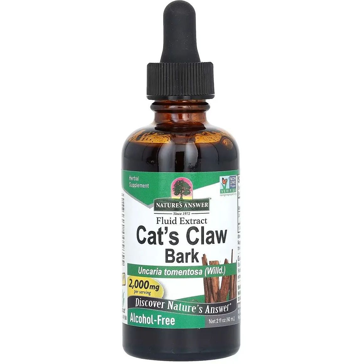 Кошачий коготь Nature's Answer Cat's Claw Bark Alcohol-Free 2000 мг 60 мл - фото 1