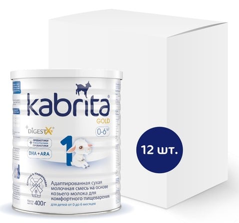 Адаптированная сухая молочная смесь на козьем молоке Kabrita 1 Gold, 4,8 кг (12 шт. по 400 г) - фото 1