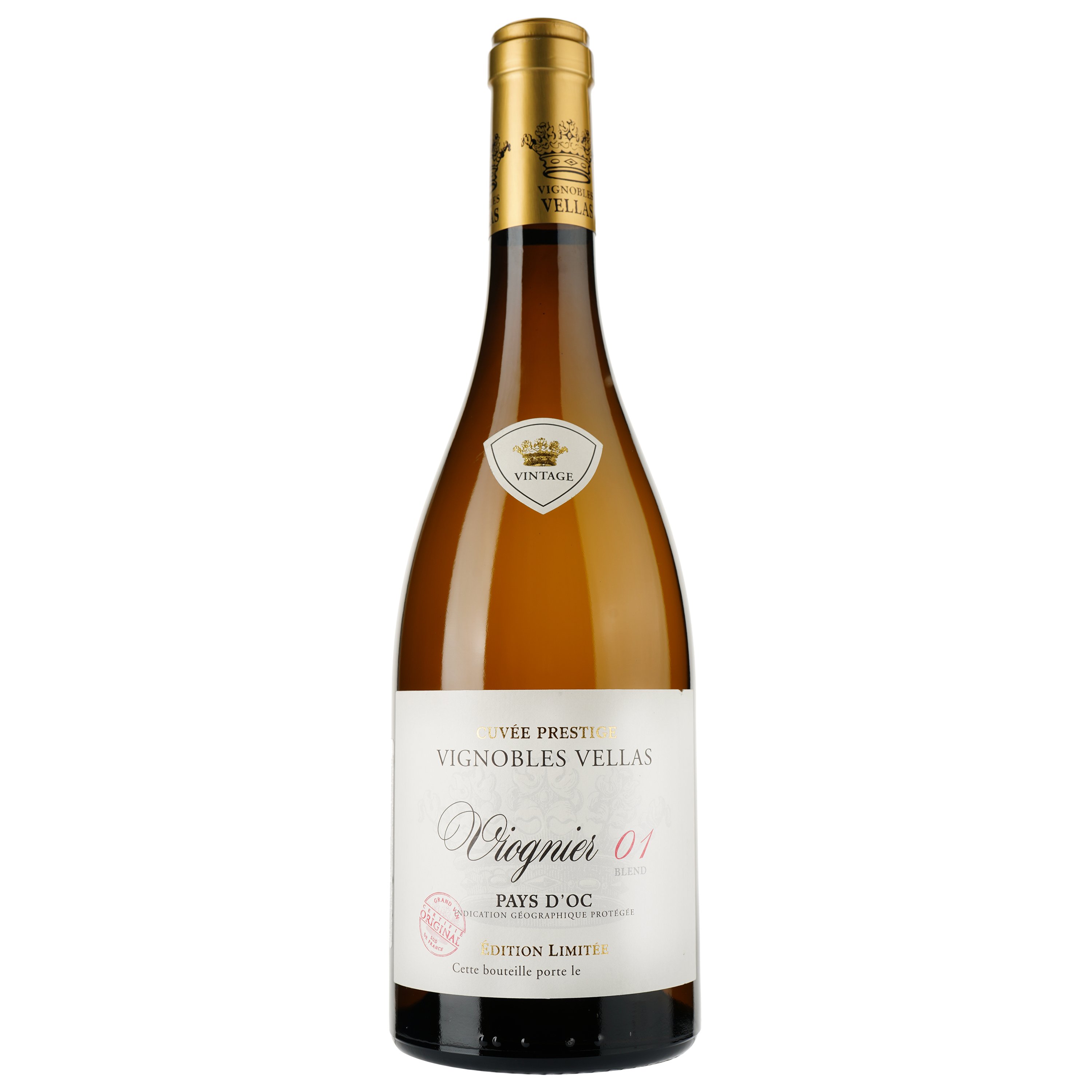Вино Vignobles Vellas Viognier 01 Blend Edition Limitee IGP Pays D'Oc, белое, сухое, 0.75 л - фото 1