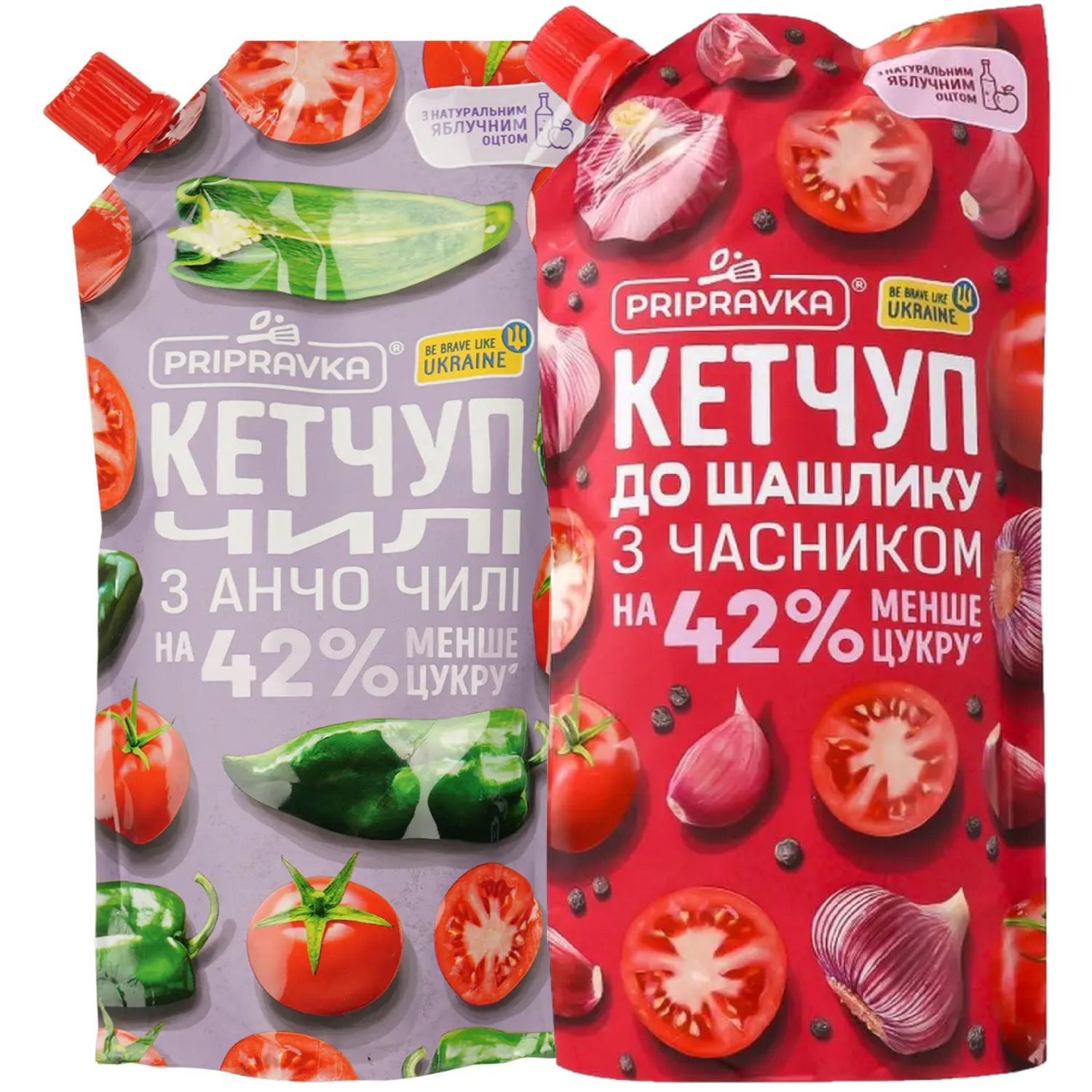 Набір: кетчуп Pripravka Чилі з Анчо чилі 400 г + кетчуп Pripravka до шашлику з часником 400 г - фото 1