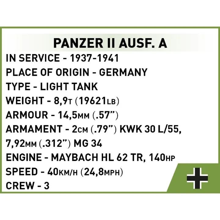Конструктор Cobi Друга світова війна Танк Panzer II, 250 деталей (COBI-2718) - фото 7
