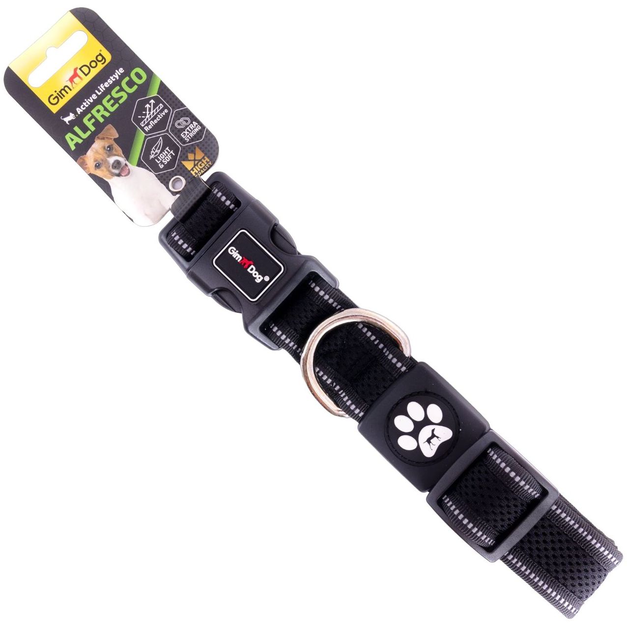 Ошейник GimDog Alfresco для собак, двойной, светоотражающий, неопрен, 42-66х3.2 см, черный - фото 1