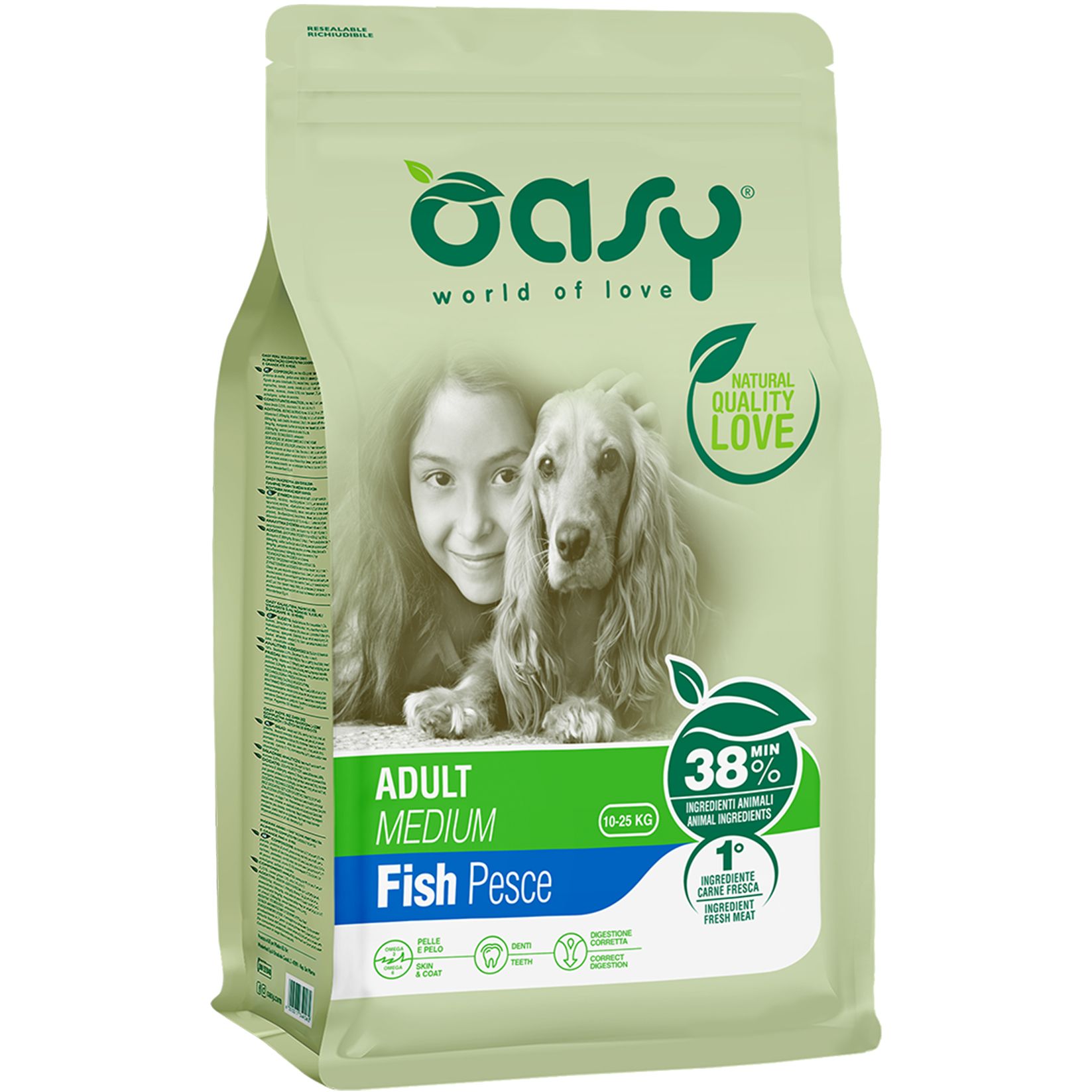 Сухий корм для собак Oasy Lifestage Adult Medium з рибою 12 кг - фото 1