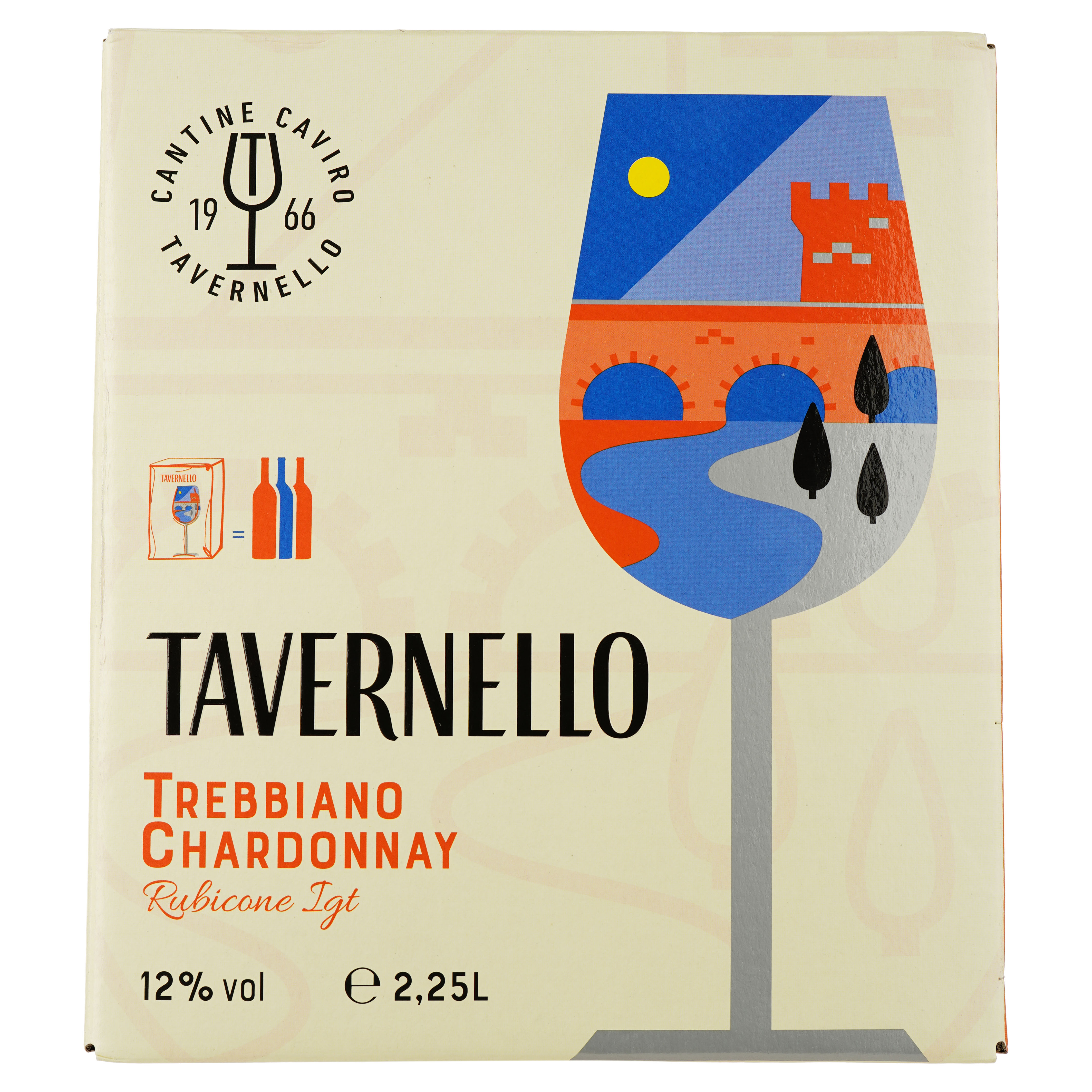 Вино Tavernello Trebbiano Сhardonnay Rubicone IGT біле полусухе 2.25 л - фото 1