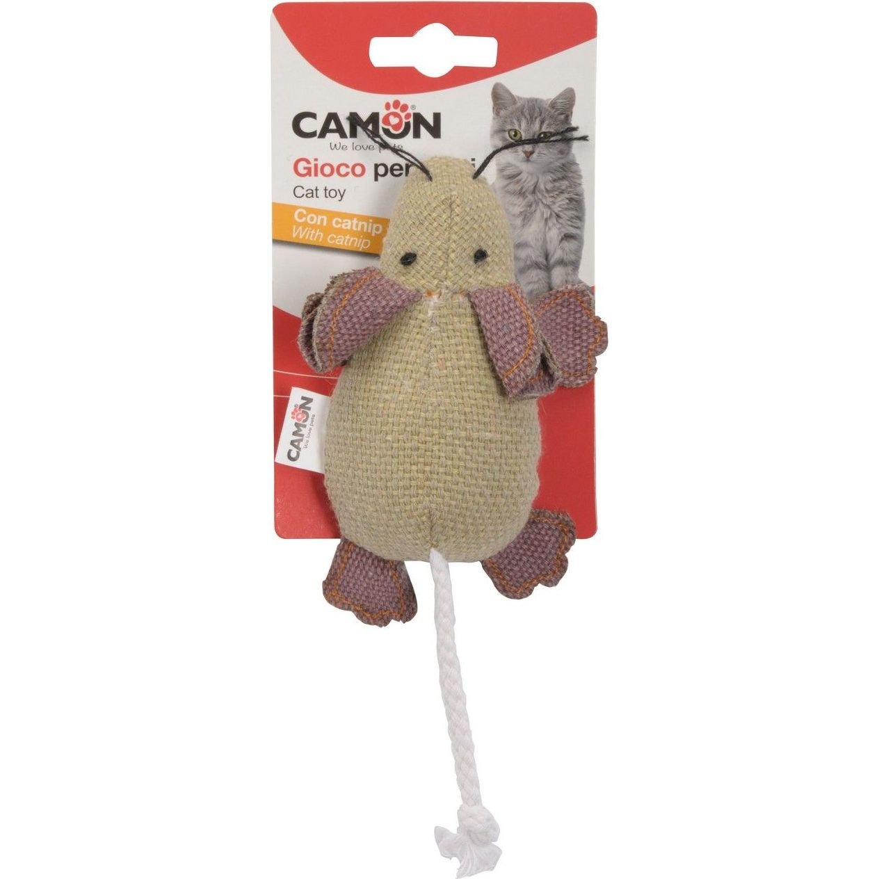 Іграшка для котів Camon Джинсова мишка, з ароматом котячої м'яти, 10 см, в асортименті - фото 2