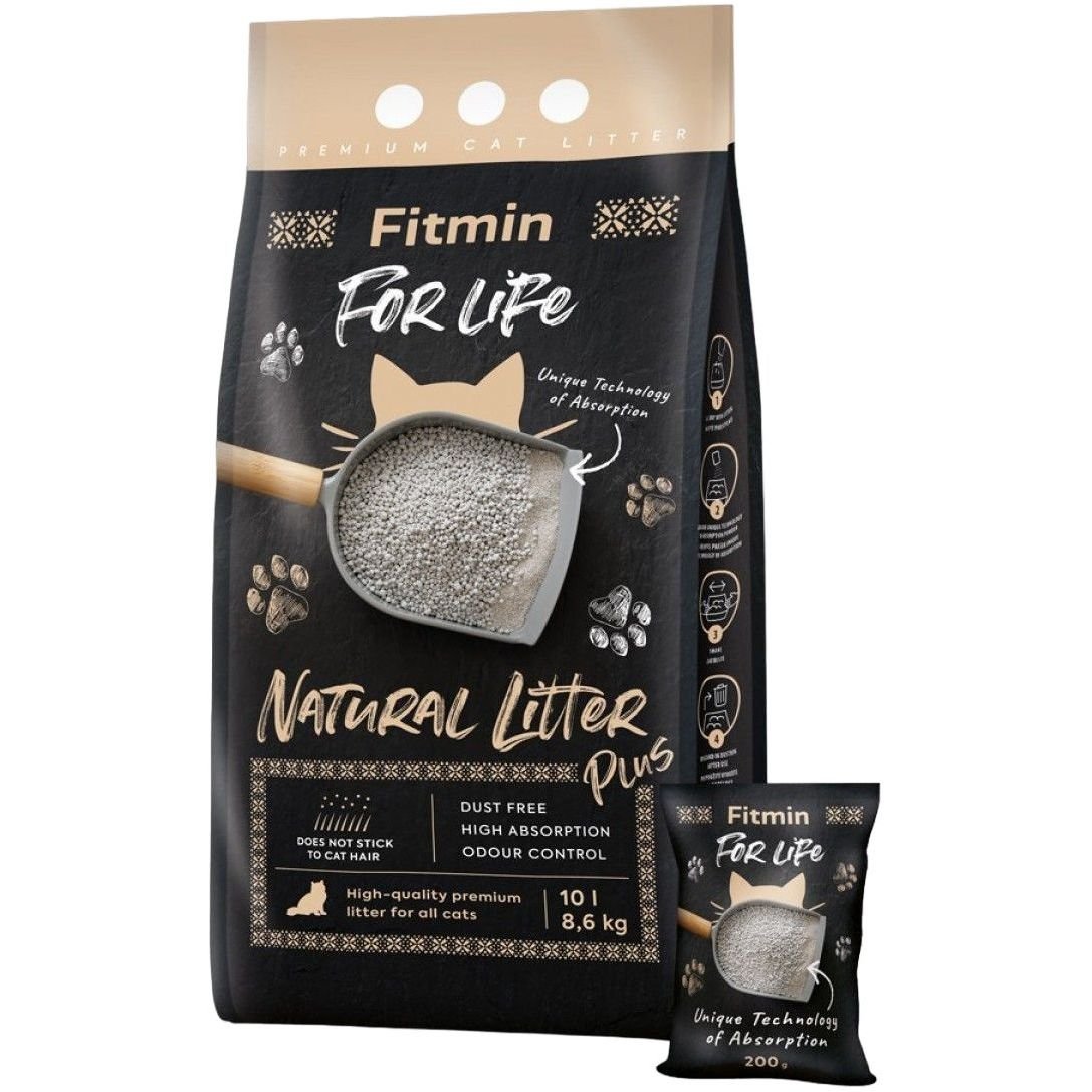 Бентонітовий наповнювач для котячого туалету Fitmin cat For Life Natural Litter Plus 10 л - фото 1