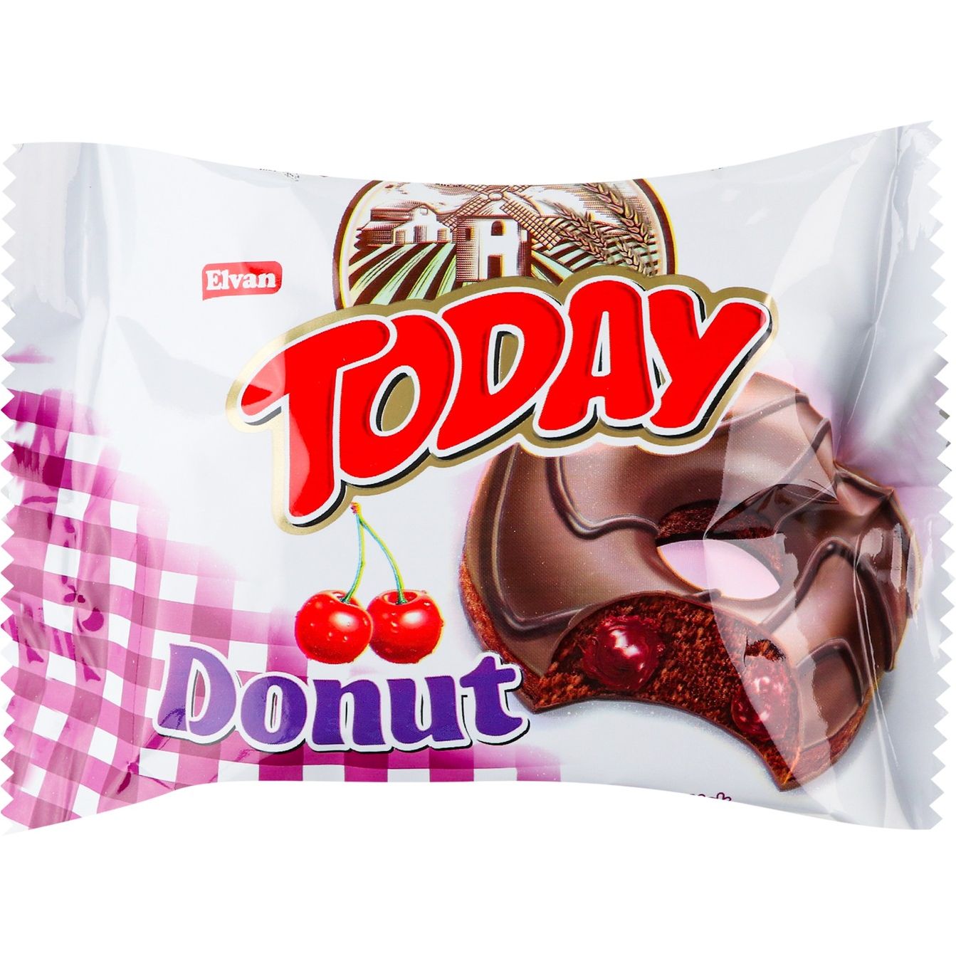Пончик Elvan Today Donut с вишневым кремом в шоколадной глазури 50 г (756619) - фото 1