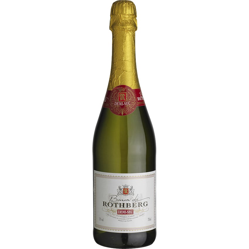 Игристое вино Baron De Rothberg Demi Sec Vin Mousseux Vsig, белое, полусухое, 0,75 л - фото 1