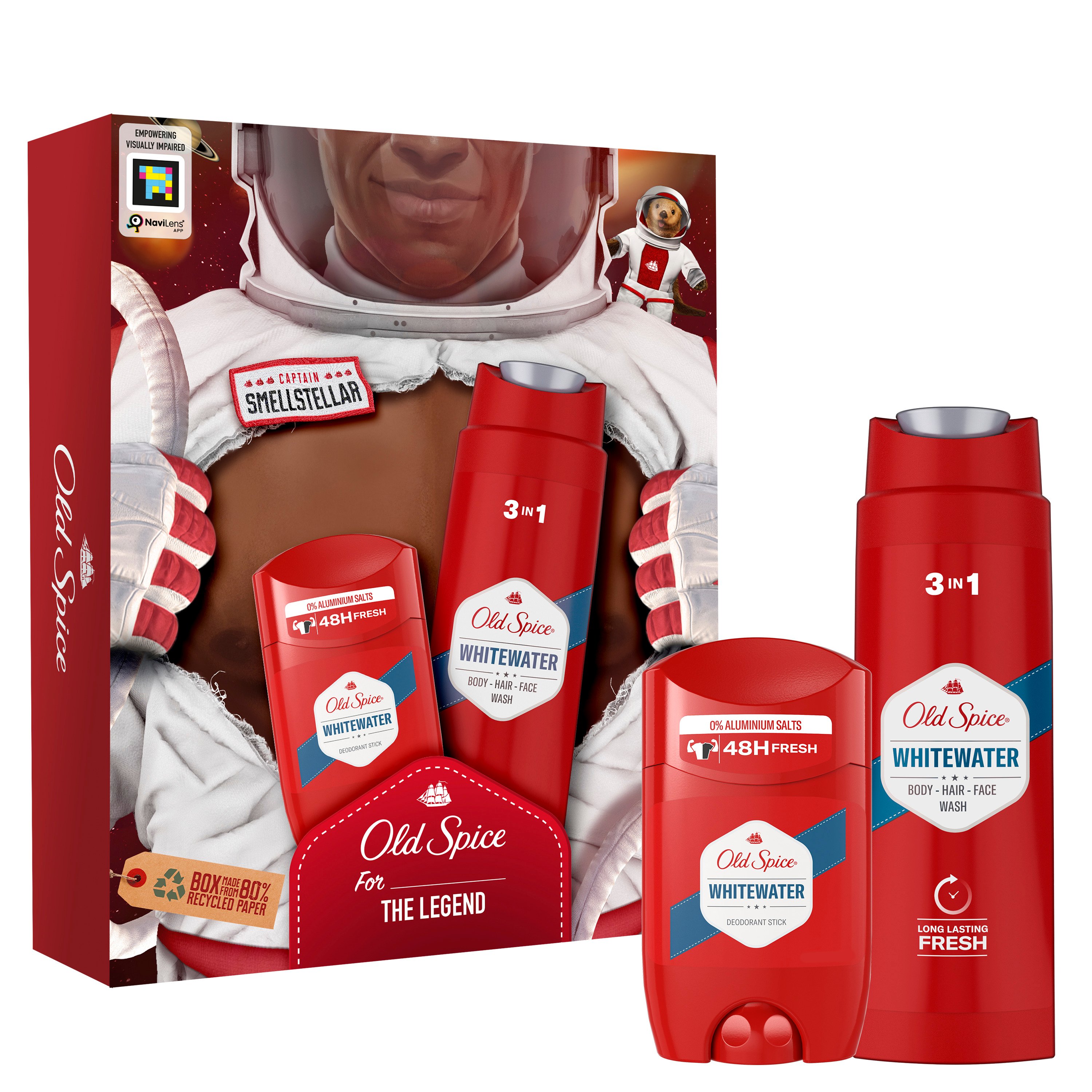 Подарочный набор для мужчин Old Spice Astronaut WhiteWater: твердый дезодорант 50 мл + гель для душа 3 в 1 250 мл - фото 1