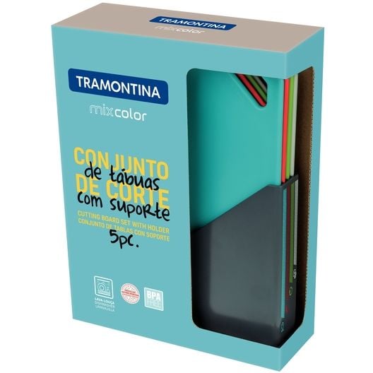 Набор разделочных досок Tramontina Mixcolor с держателем 29х20х0.7 см 5 предметов (25099/940) - фото 3