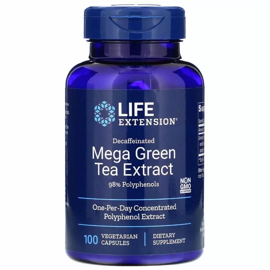 Экстракт зеленого чая Life Extension Mega Green Tea без кофеина 100 капсул - фото 1