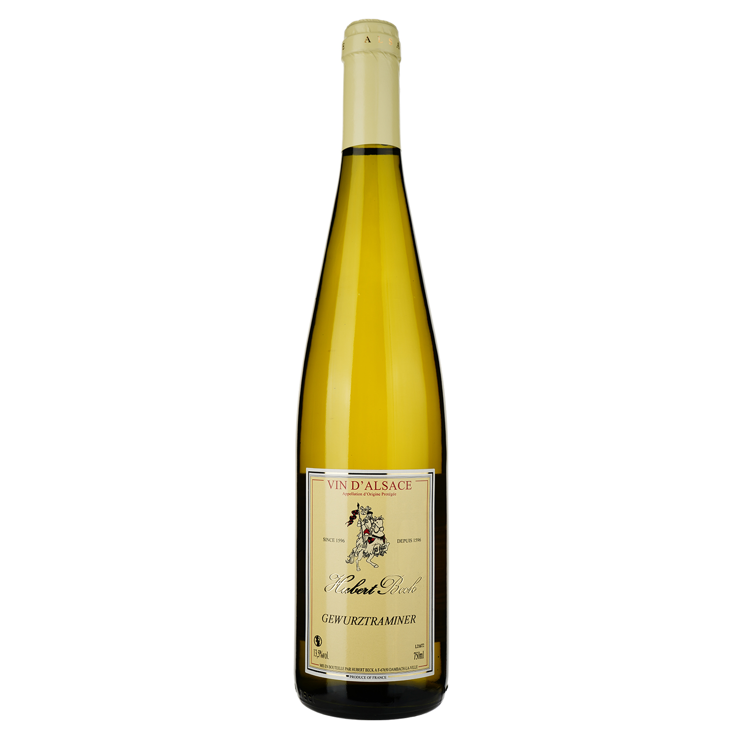 Вино Hubert Beck Gewurztraminer, біле, напівсолодке, 13,5%, 0,75 л (37236) - фото 1