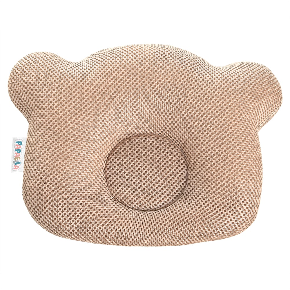 Подушка для младенцев ортопедическая Papaella Мишка, диаметр 8 см, бежевый (8-32377) - фото 1