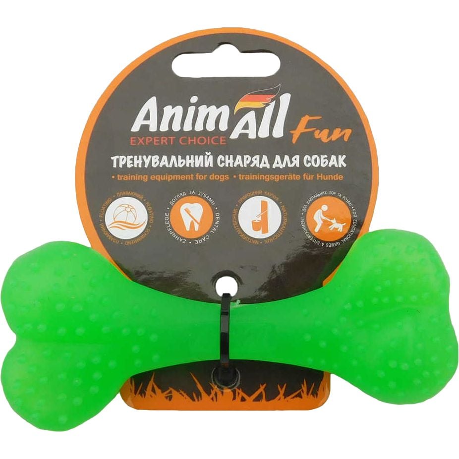 Игрушка для собак AnimAll Fun AGrizZzly Кость зеленая 12 см - фото 1
