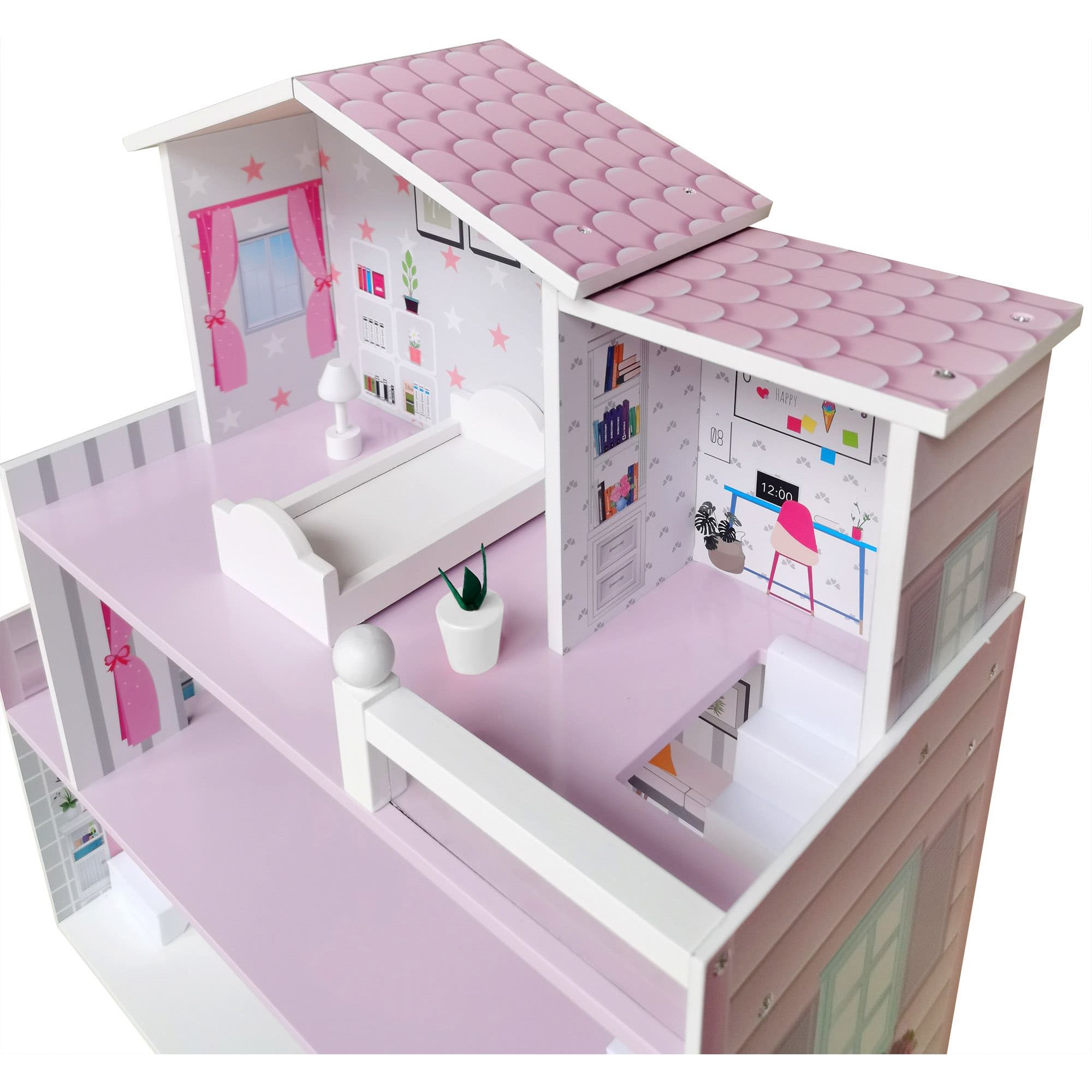 Игрушечный домик деревянный FreeON розовый (47290) - фото 4