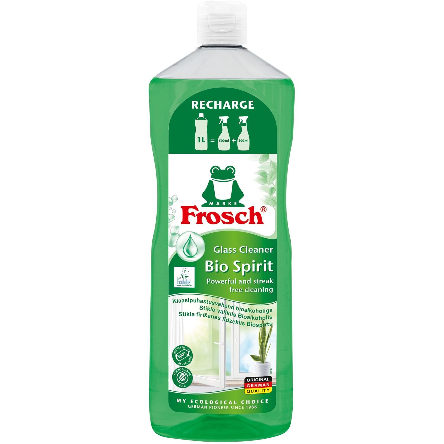 Средство для мытья стекла Frosch, спиртовой, 1 л - фото 1