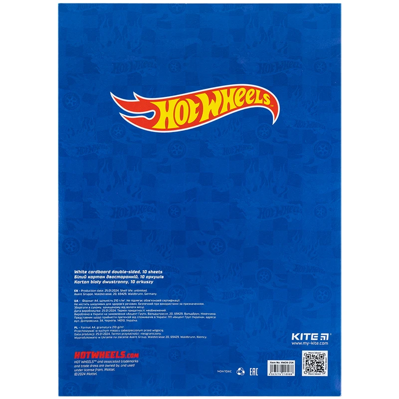 Картон белый Kite Hot Wheels А4 10 листов (HW24-254) - фото 4