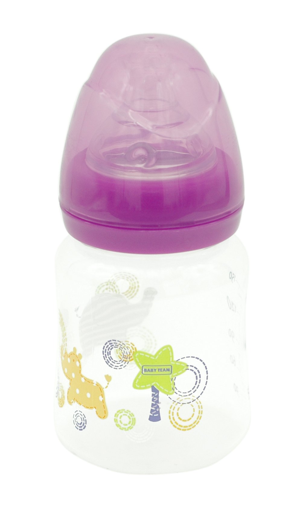 Пляшечка для годування Baby Team, з широким горлечком, 150 мл, фіолетовий (1003_фиолетовый) - фото 1
