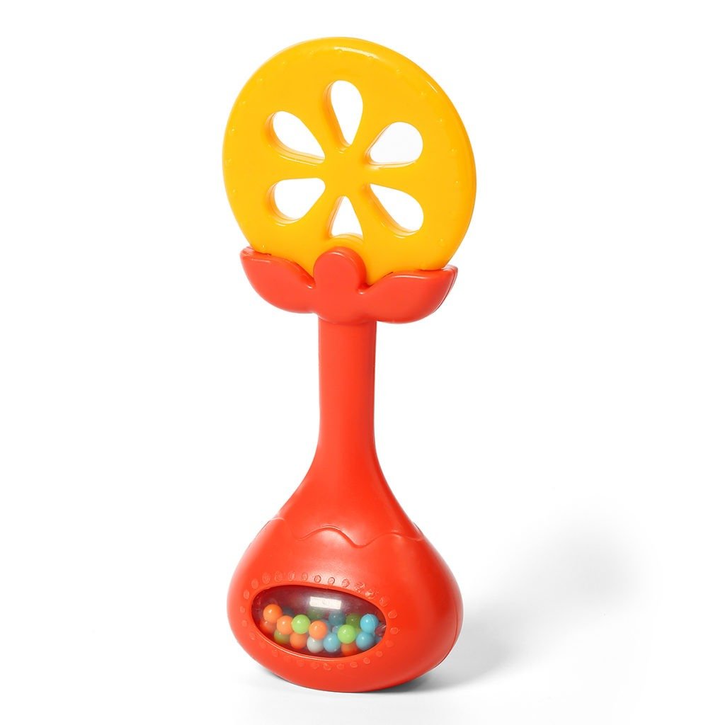 Іграшка-прорізувач BabyOno Апельсин, з брязкальцем, червоний (499/01) - фото 1
