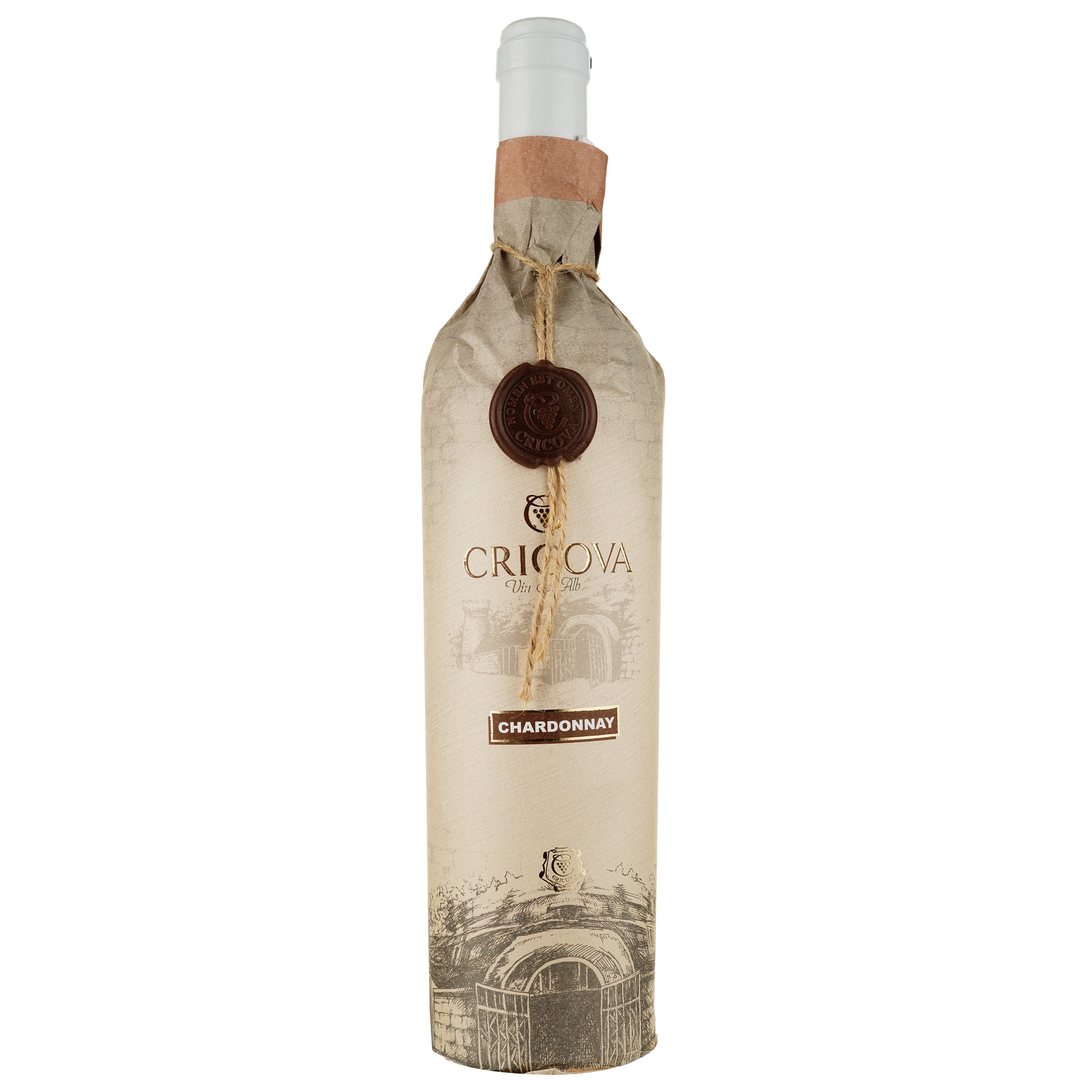 Вино Cricova Chardonnay Hartie, біле, сухе, 0.75 л - фото 1