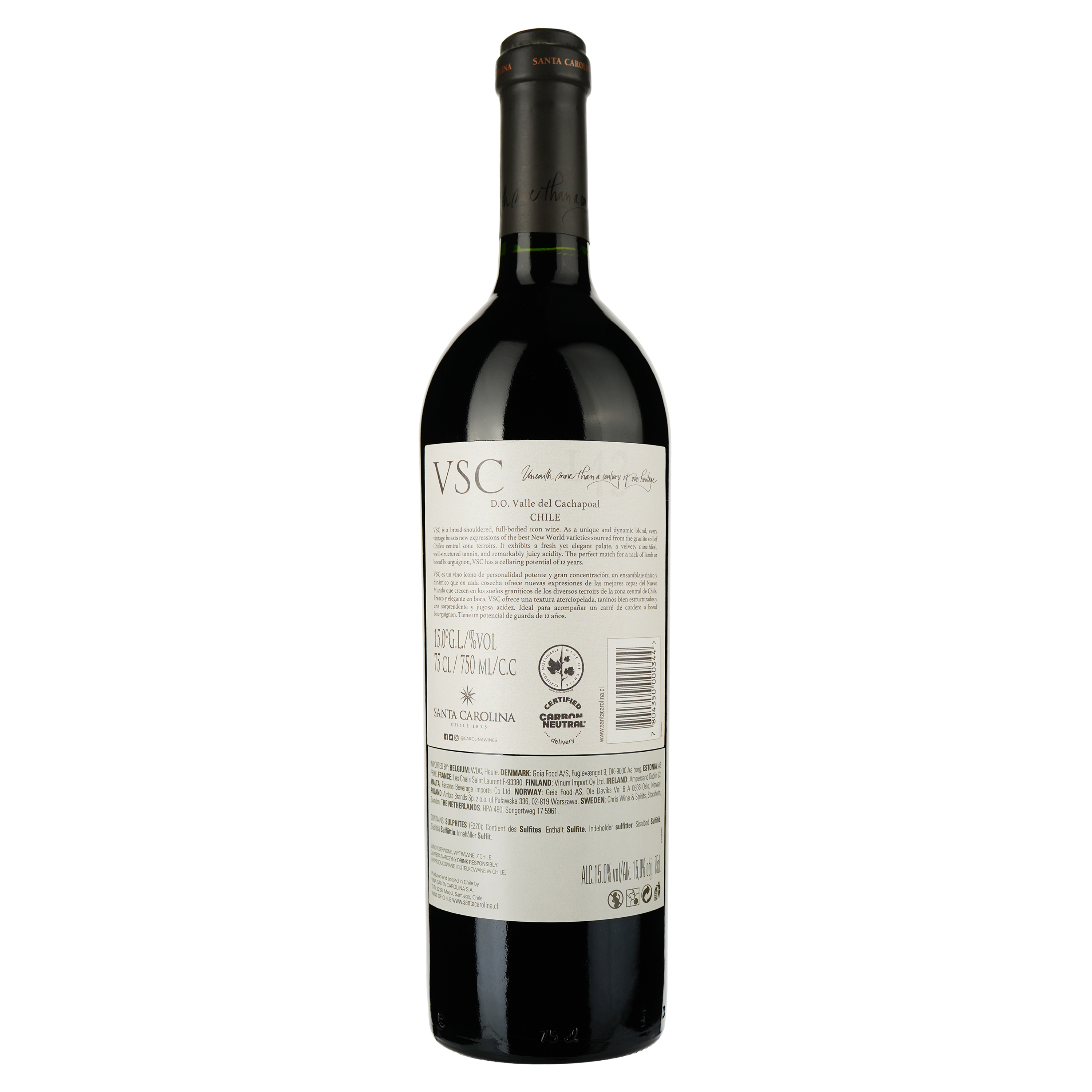 Вино VSC Santa Carolina, червоне, сухе, 0,75 л (891507) - фото 2
