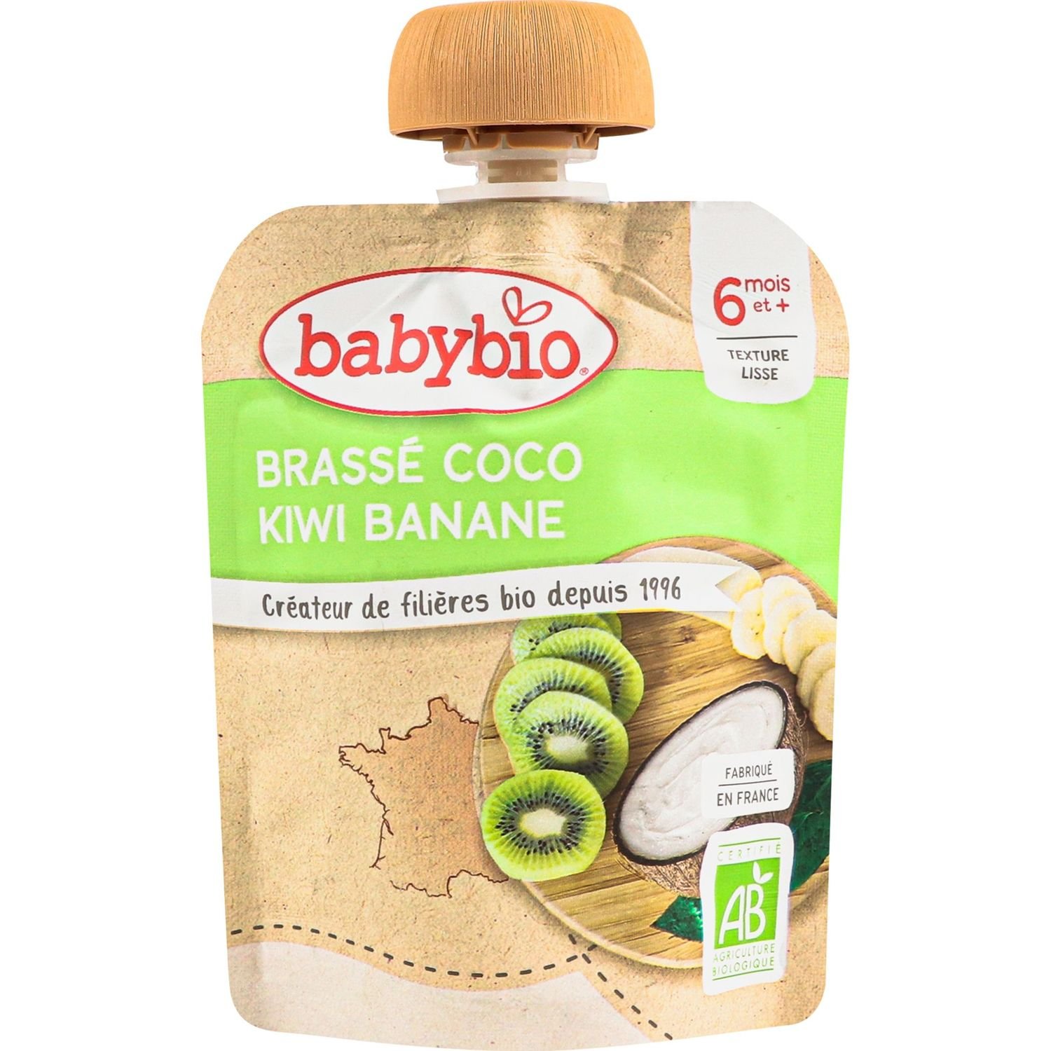 Органічне пюре Babybio з кокосового молока з бананом та ківі 85 г - фото 1