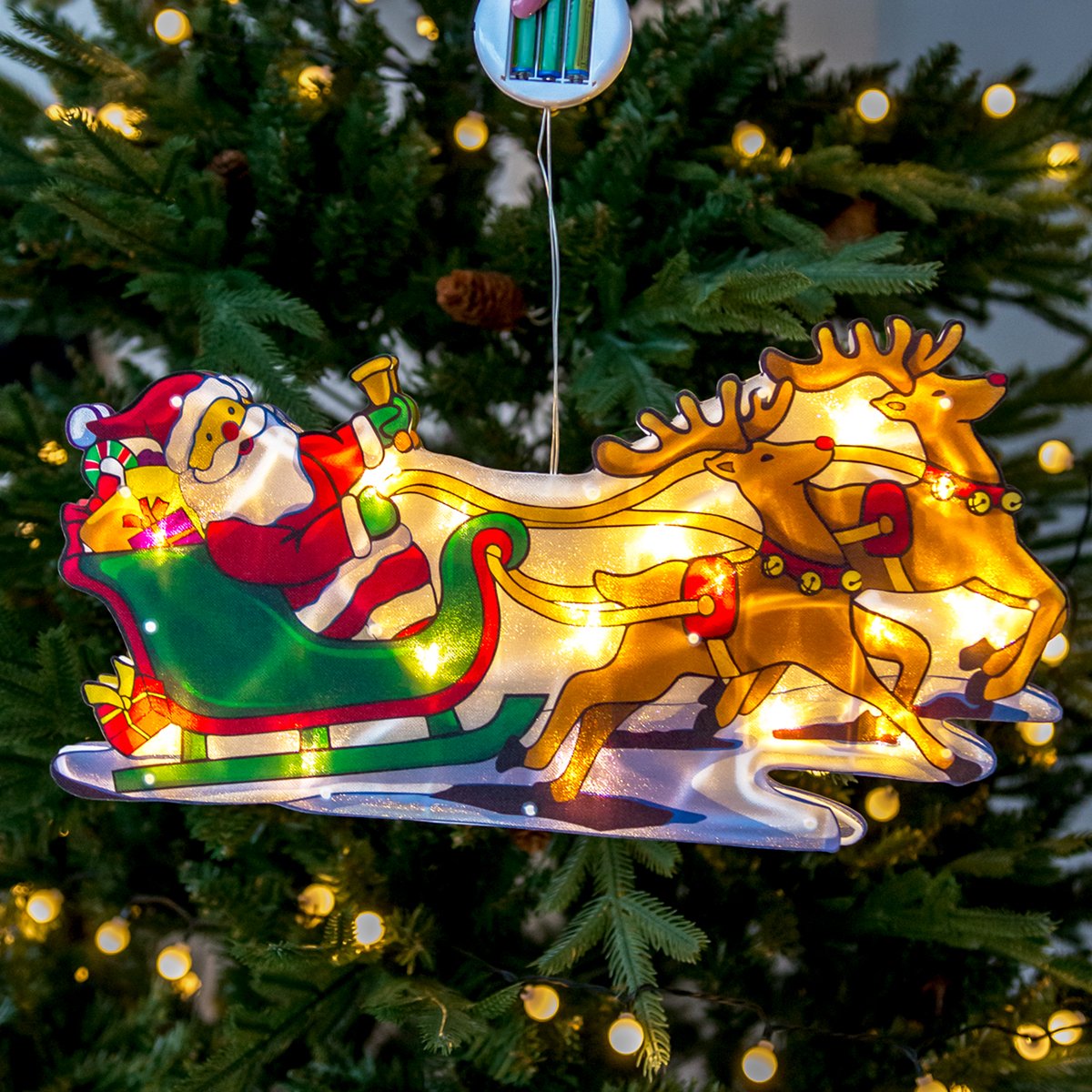 Іграшка світлодіодна підвісна MBM My Home Санта з оленями 45х24х3 см (DH-NY-76 COLOR) - фото 6