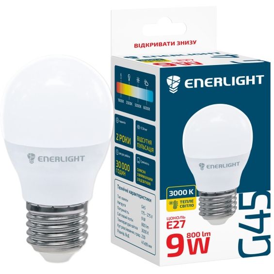 Лампа светодиодная Enerlight G45 9Вт 3000K E27 (G45E279SMDWFR) - фото 1