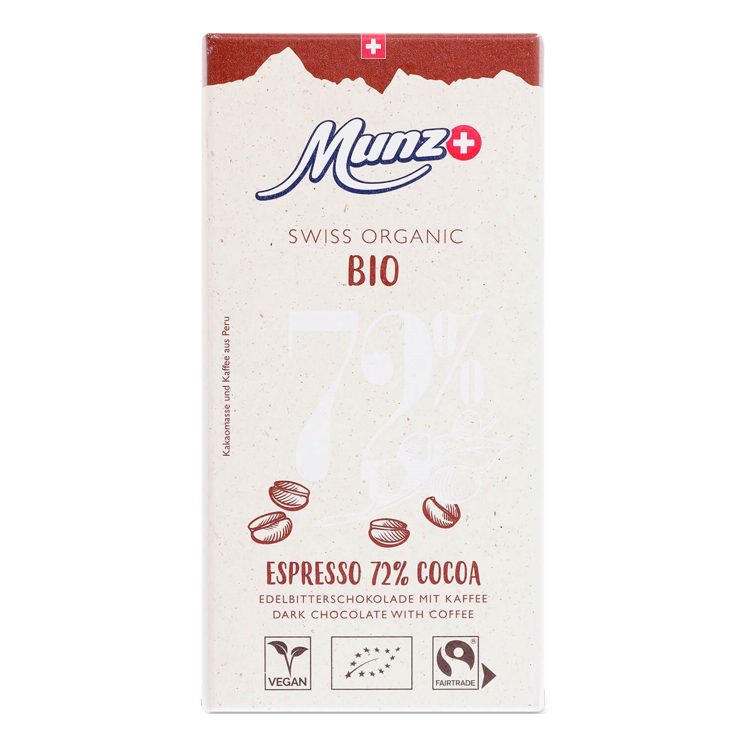 Шоколад чорний Munz, з кавою, органік, 72%, 100 г (873299) - фото 1