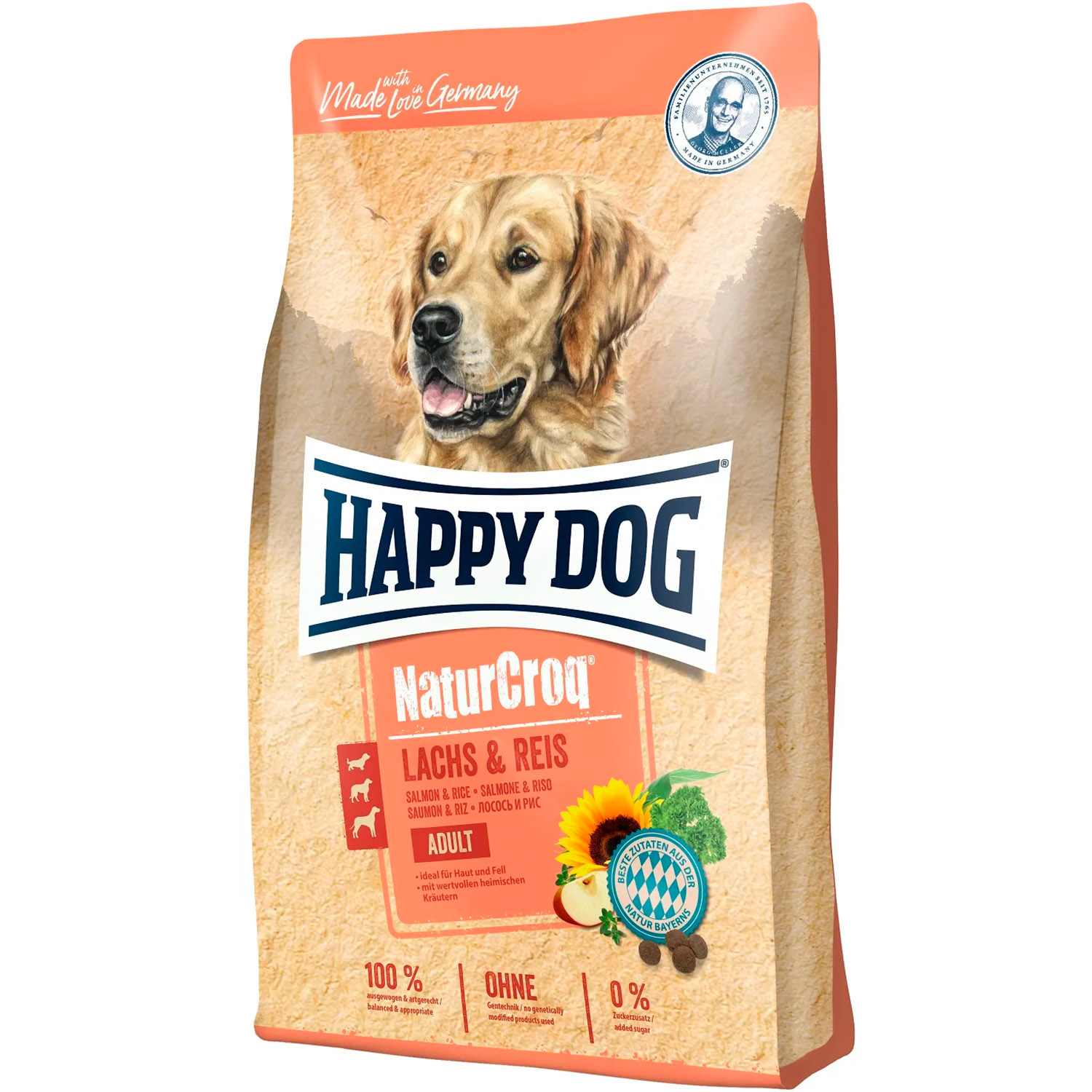 Сухой корм для взрослых собак Happy Dog NaturCroq Lachs&Reis, с лососем и рисом, 4 кг - фото 1