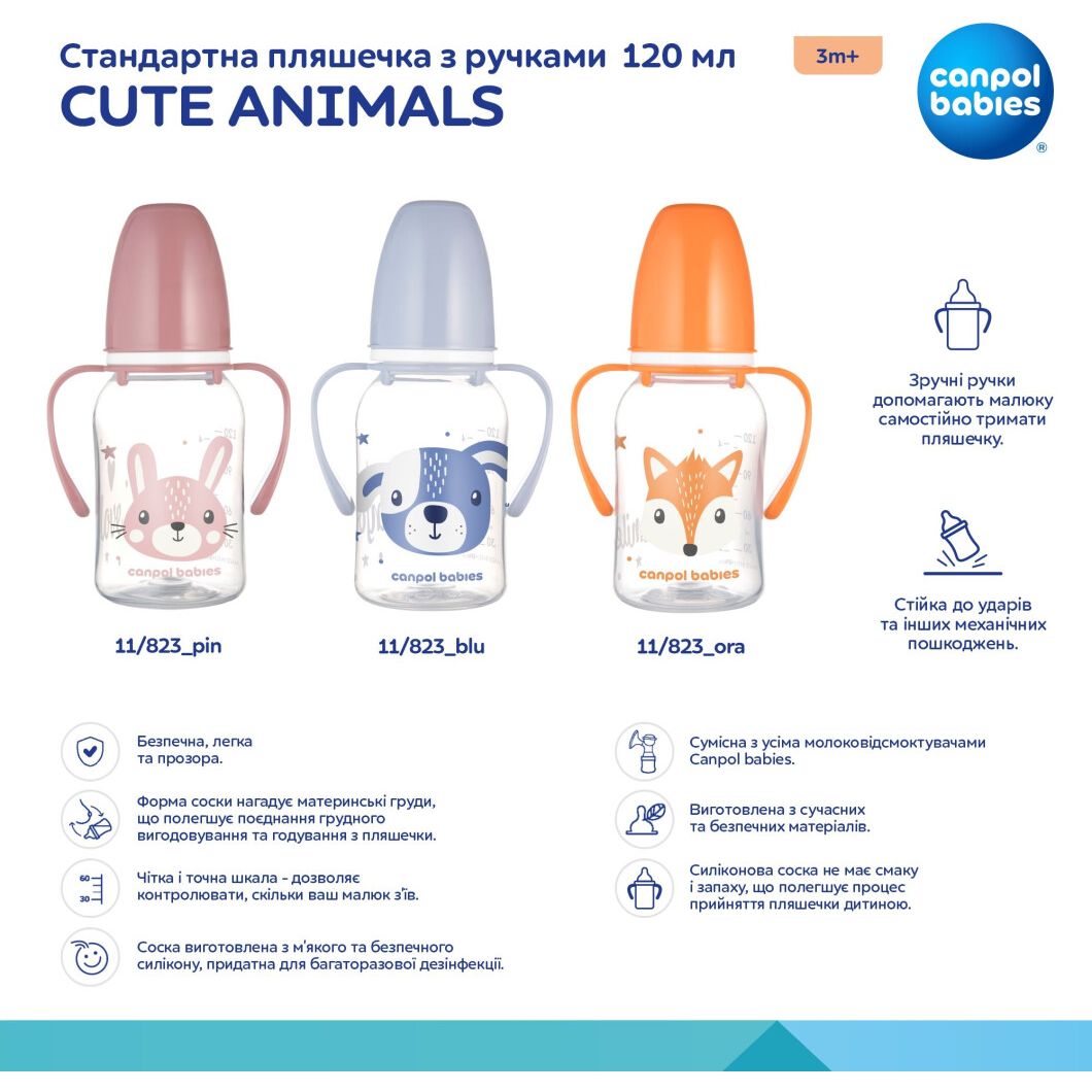 Бутылочка Canpol Babies Cute Animals 120 мл. (11/823_ora) - фото 4