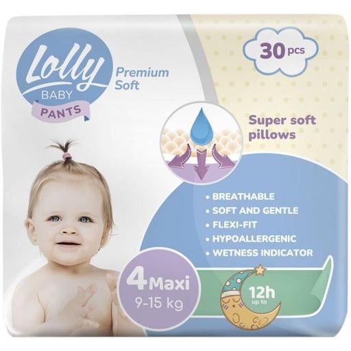 Подгузники-трусики Lolly Premium Soft Maxi 4 (9-15 кг), 30 шт. - фото 1