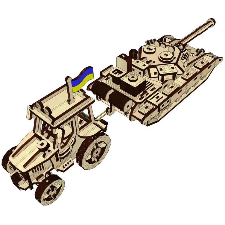 Механічний 3D Пазл UGEARS Український фермер та танк (1816216897.0) - фото 2