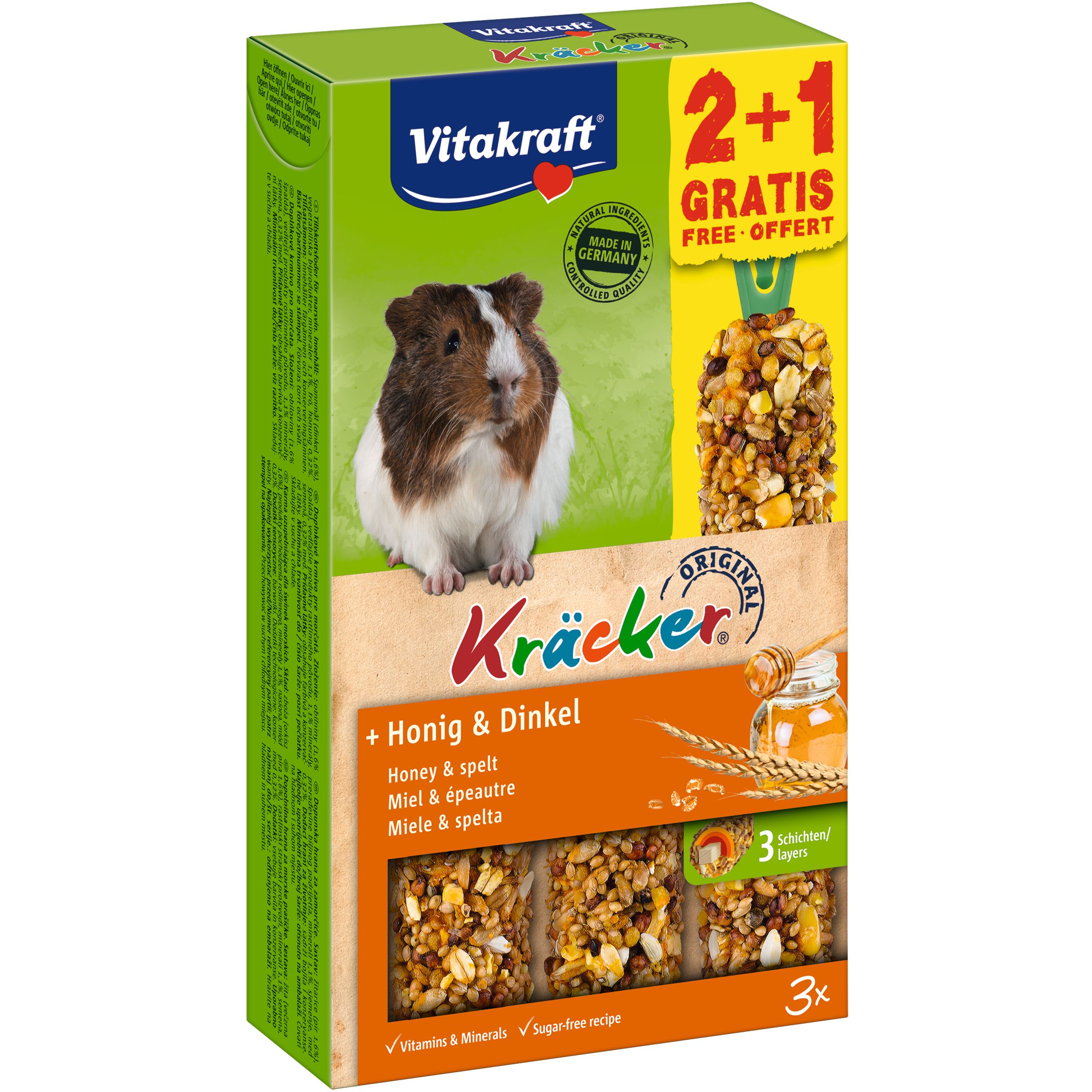 Ласощі Vitakraft Kracker для морських свинок, з медом і спельтою, 3 шт., 186 гр - фото 1