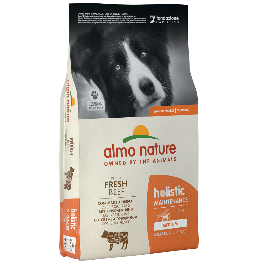 Сухий корм для дорослих собак середніх порід Almo Nature Holistic Dog, M, зі свіжою яловичиною, 12 кг (746) - фото 1