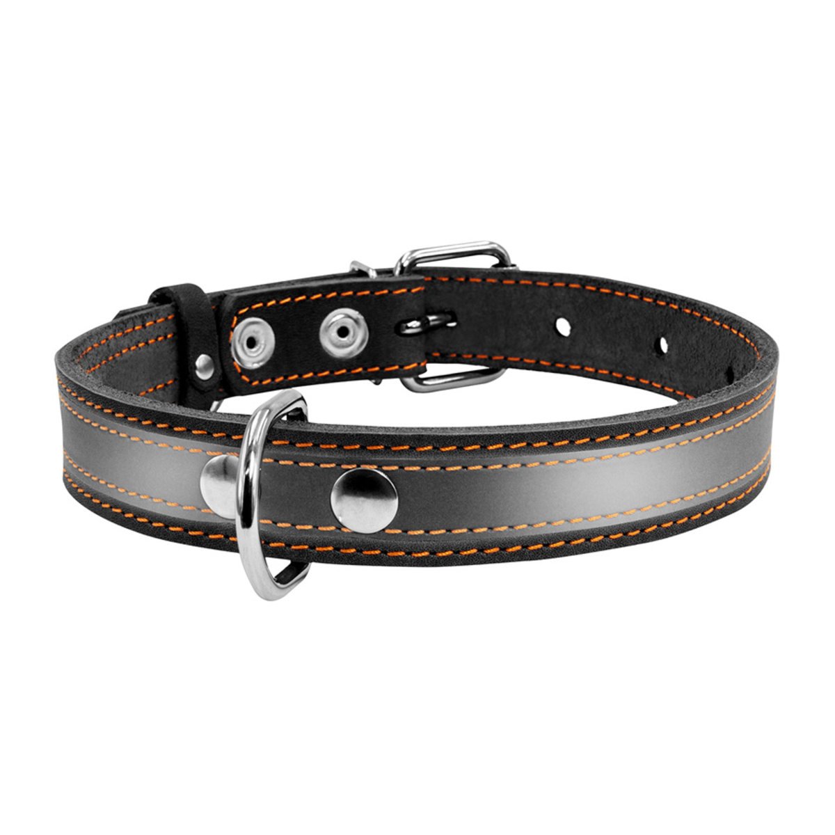 Ошейник Collar со светоотражающей лентой, 48-63х3,5 см, черный - фото 2