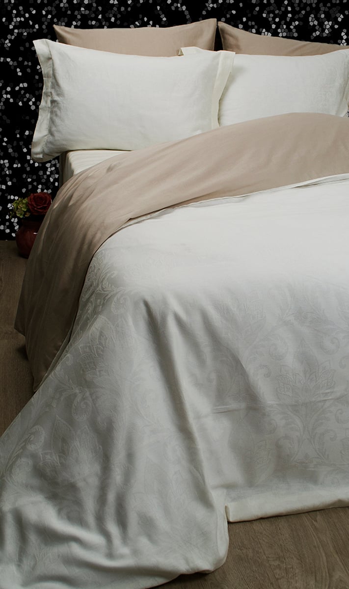 Комплект постельного белья Deco Bianca JK16-02 Krem, жаккардовый сатин, евростандарт, бежевый, 6 предметов (2000008474528) - фото 1