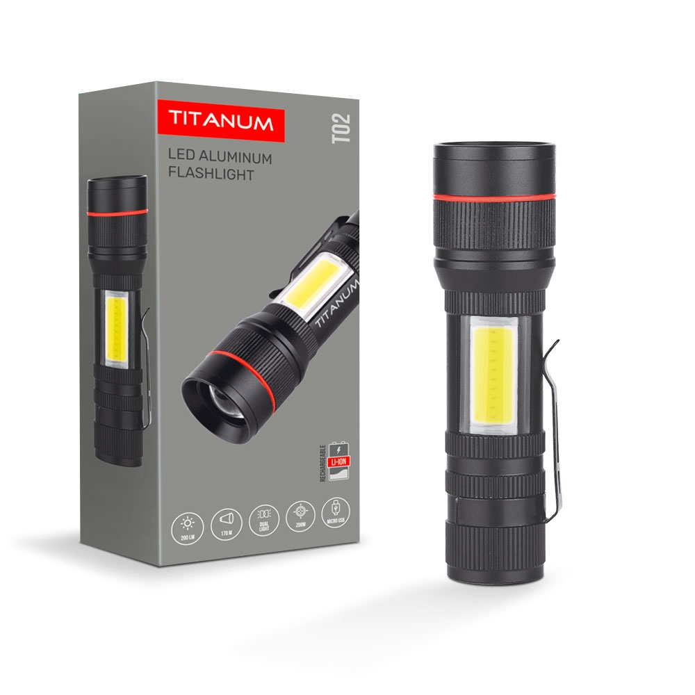 Портативний світлодіодний ліхтарик Titanum TLF-T02 200 Lm 6500 K (TLF-T02) - фото 2