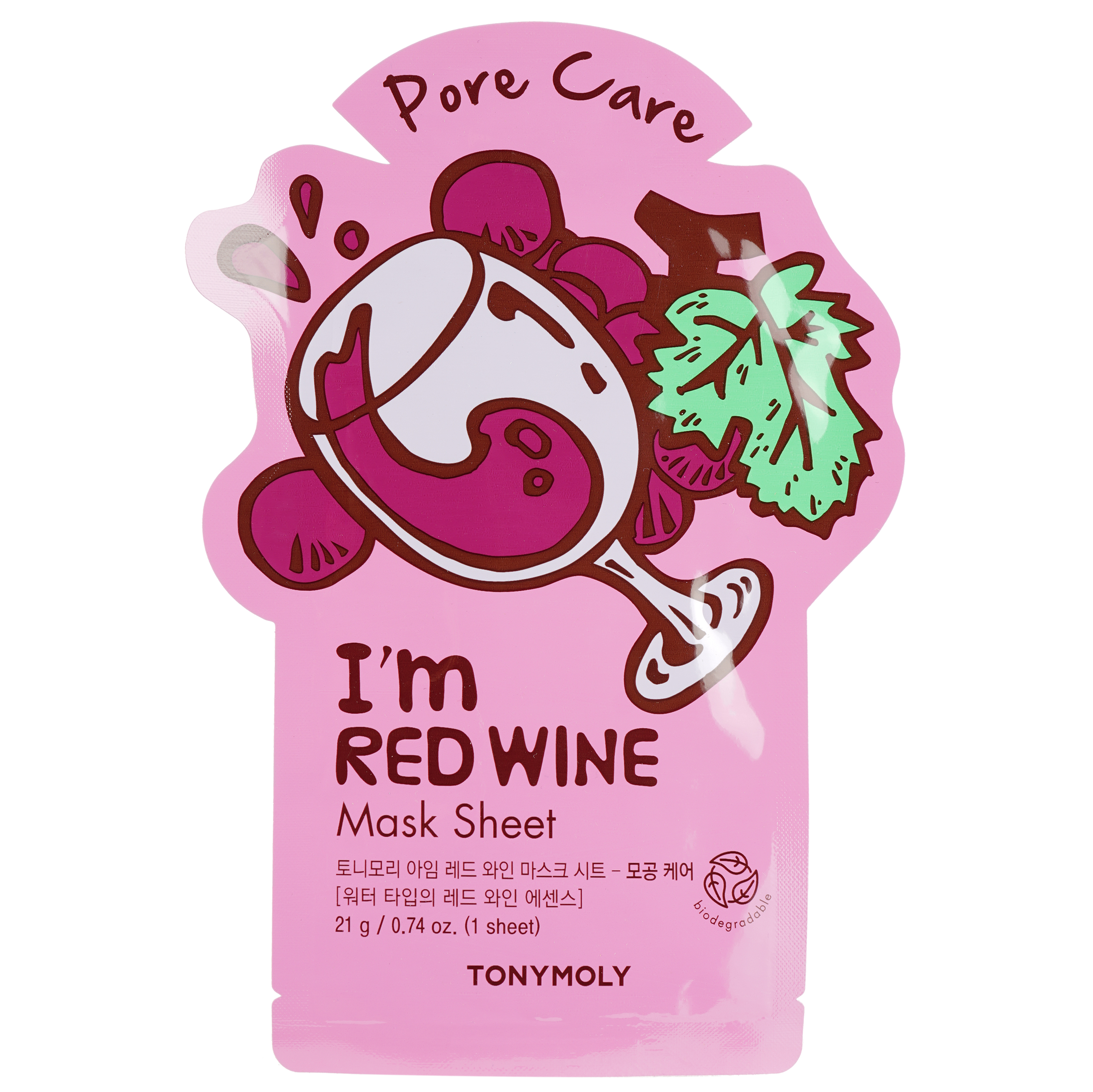 Маска тканинна для обличчя Tony Moly I’m Red Wine Mask Sheet Pore Care Червоне вино, 21 мл - фото 1
