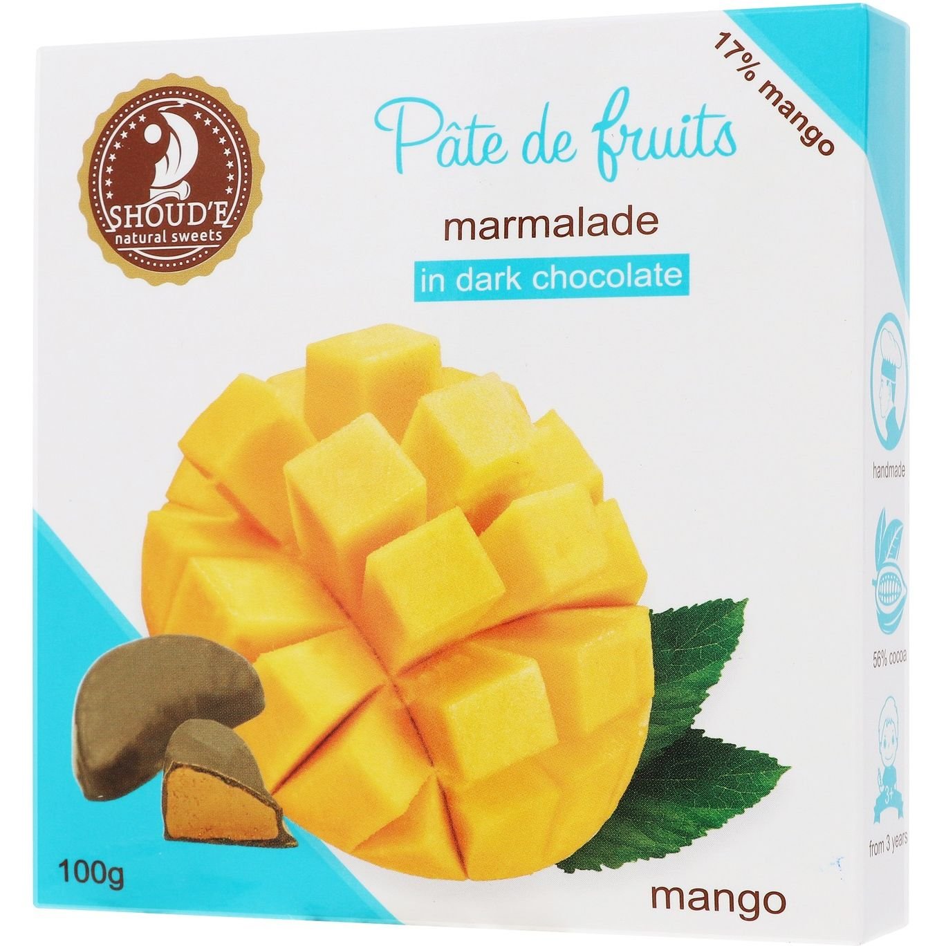 Мармелад Shoud'e Pate de fruits манго в шоколаді 100 г (865907) - фото 5