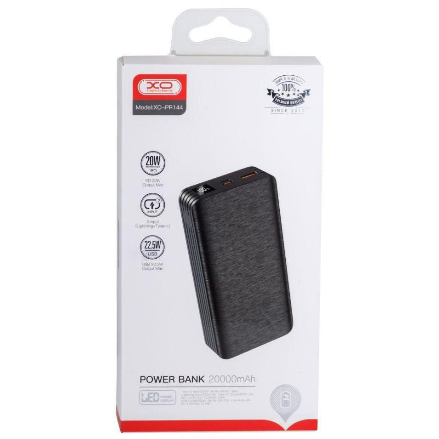 Повербанк Powerbank XO PR-144 20000mAh Type-C PD20W Black - фото 5