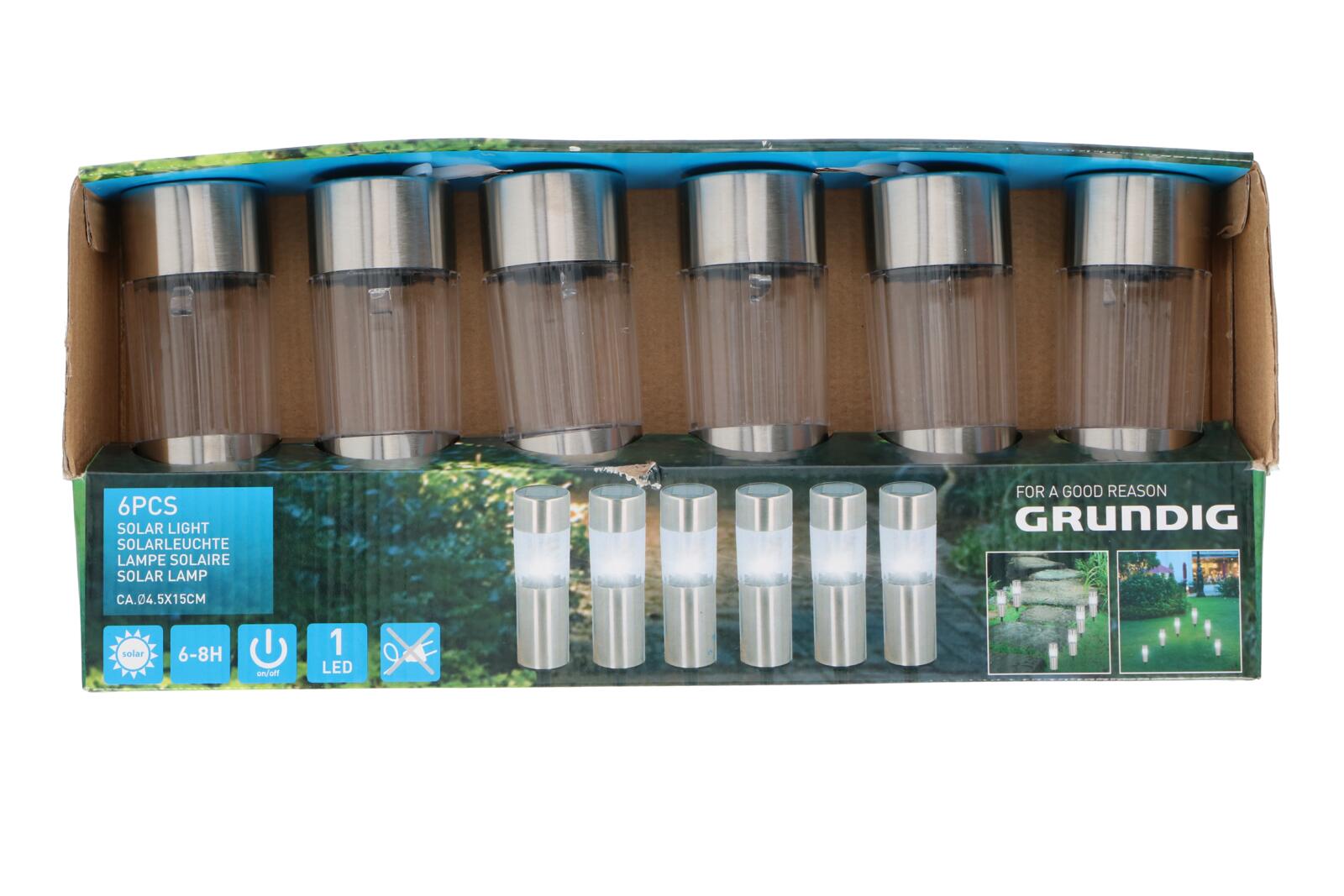 Набор садовых светильников Grundig на солнечной батарее 4.5x15 см 6 шт. в ассортименте - фото 4