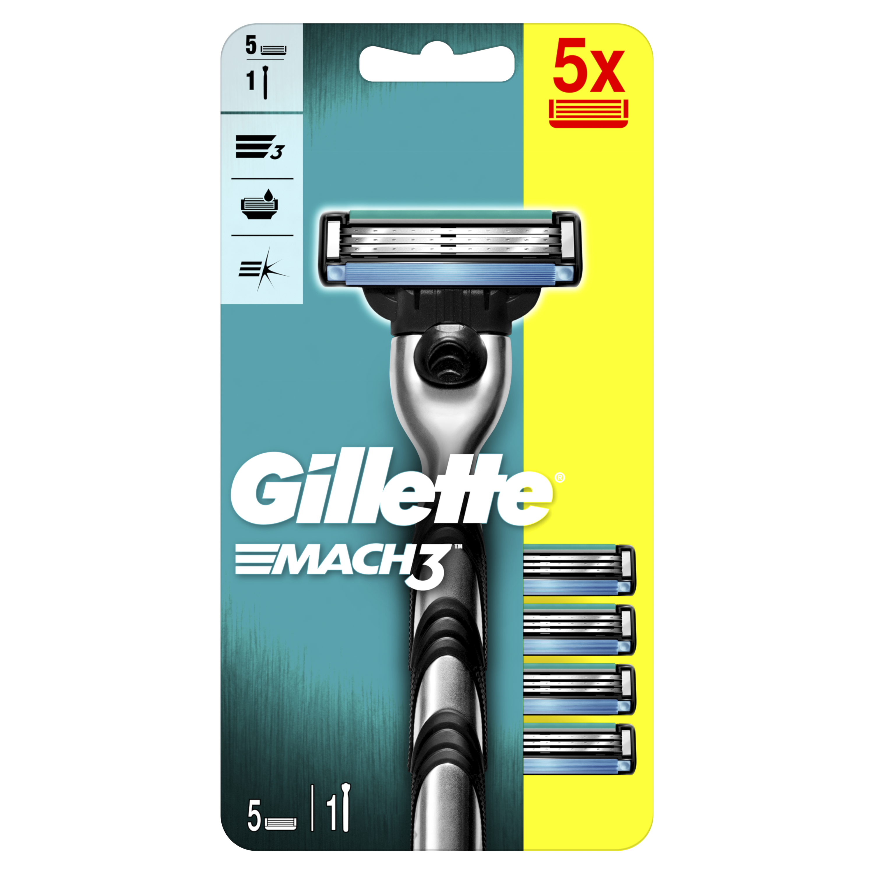 Бритва Gillette Mach3 с 5 сменными картриджами - фото 1
