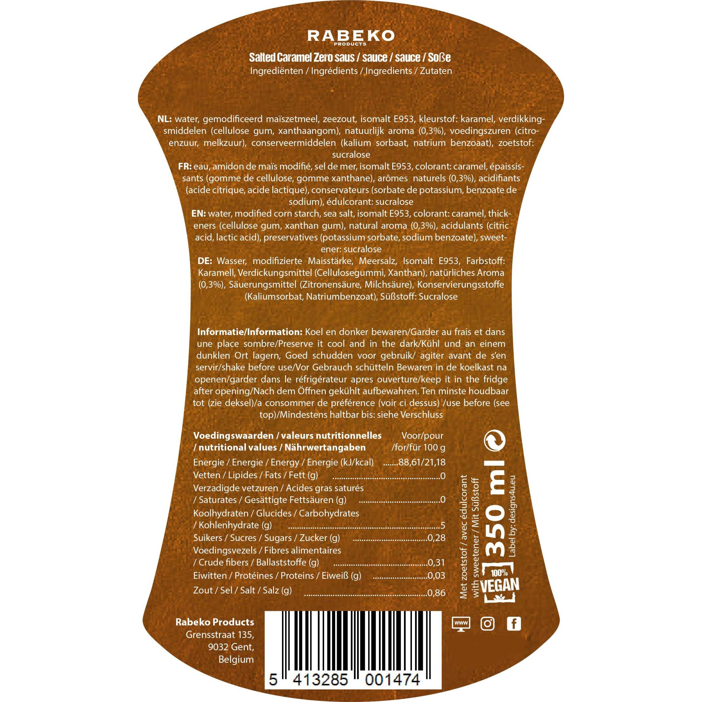 Соус Rabeko Syrup Zero Salted Caramel 350 мл - фото 2