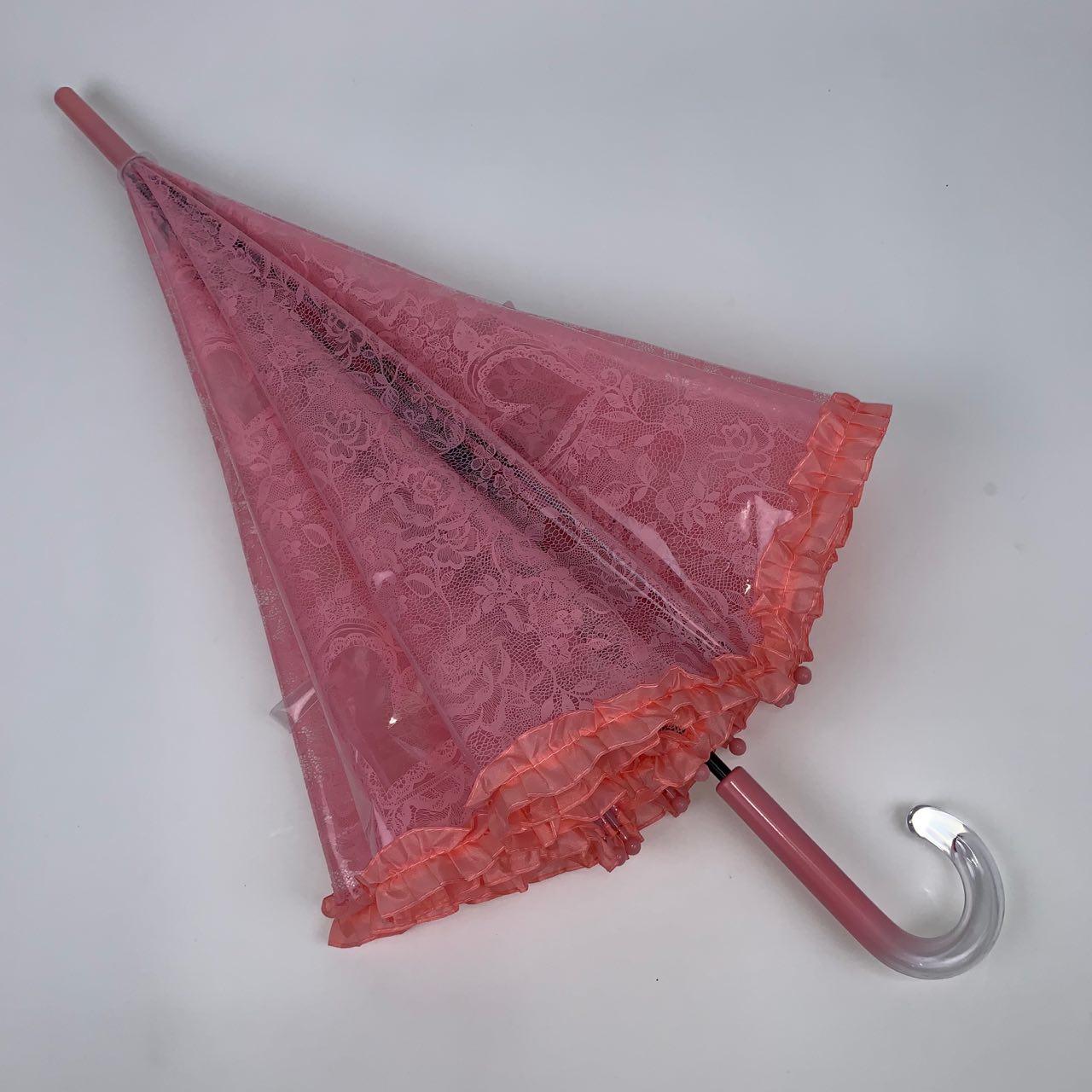 Дитяча парасолька-палиця напівавтомат S&L 84 см рожева - фото 5