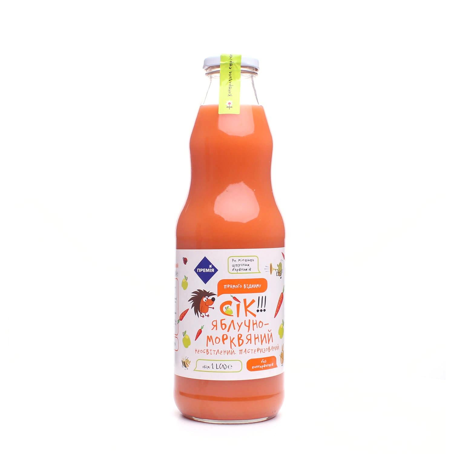 Сок Премія Яблочно-морковный неосветленный прямого отжима 1 л (685100) - фото 1