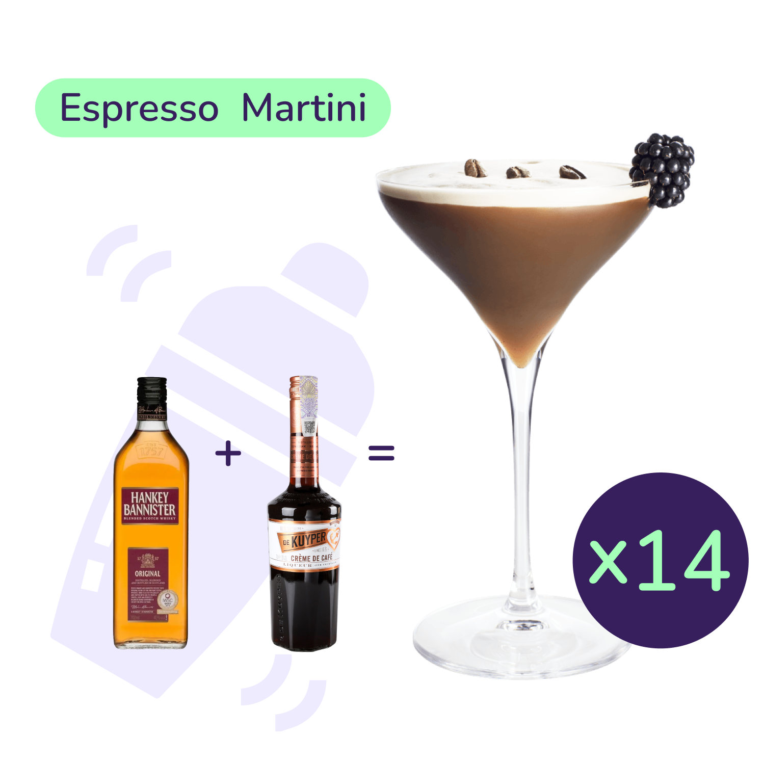 Коктейль Espresso Martini (набір інгредієнтів) х14 на основі Hankey Bannister - фото 1