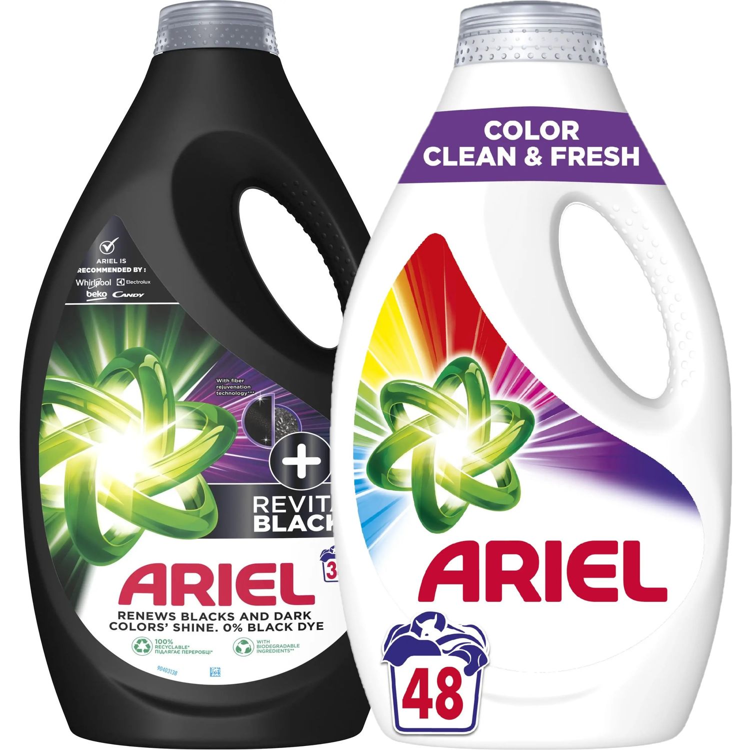 Набір: Гель для прання Ariel+ Revitablack 1.7 л + Гель для прання Ariel Color Чистота та свіжість 2.4 л - фото 2