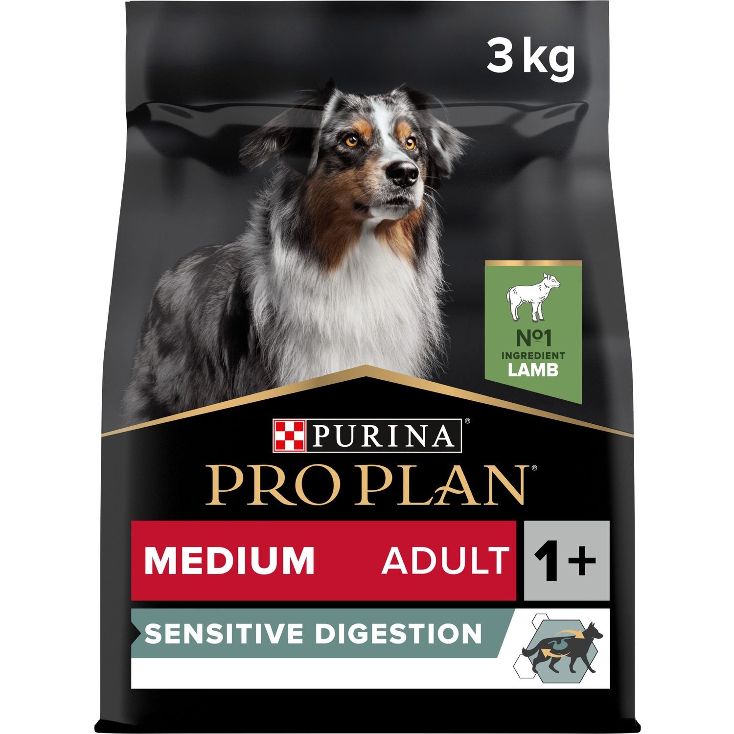 Сухий корм Purina Pro Plan Medium Adult 1+ Sensitive Digestion для дорослих собак середніх порід з чутливим травленням з ягням 3 кг - фото 1