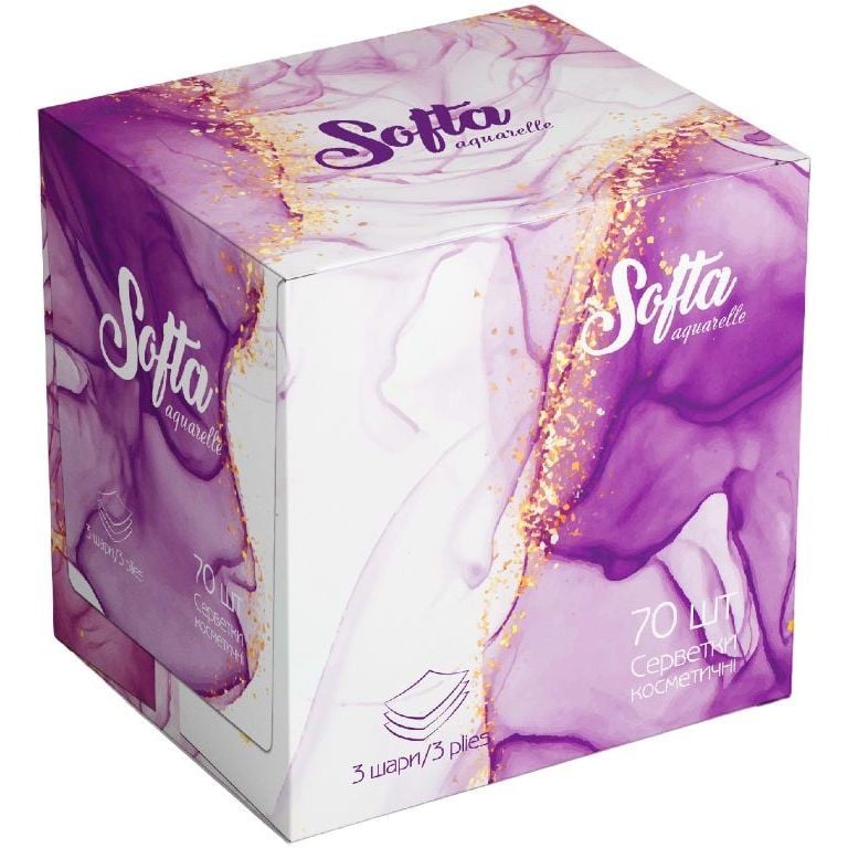 Серветки косметичні Chisto Softa Violet, сухі тришарові, 70 шт. - фото 1